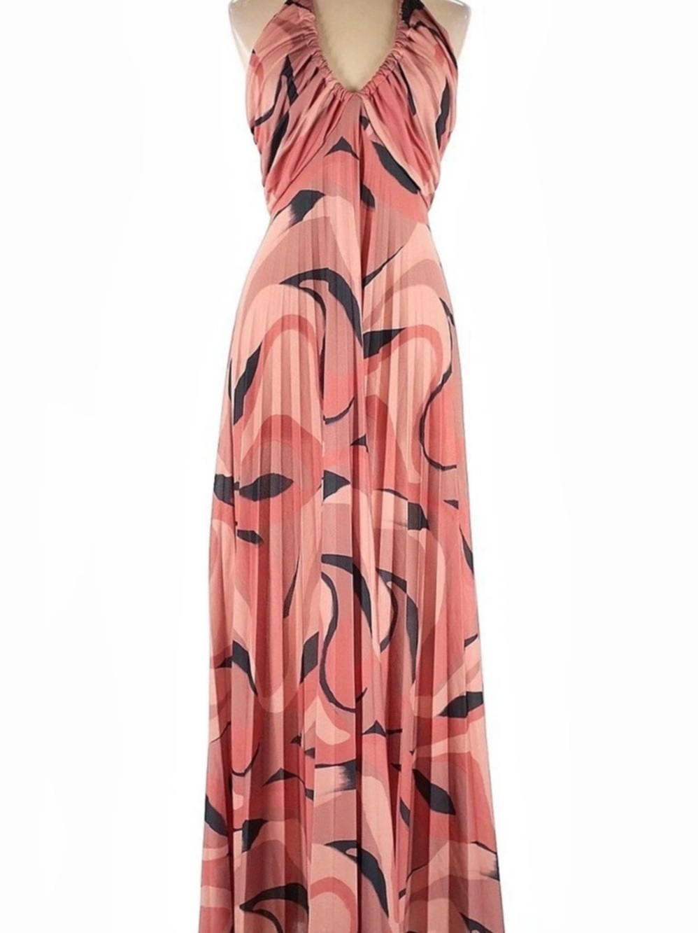 ASOSa Multi Abstract Satin Halter Maxi Dress